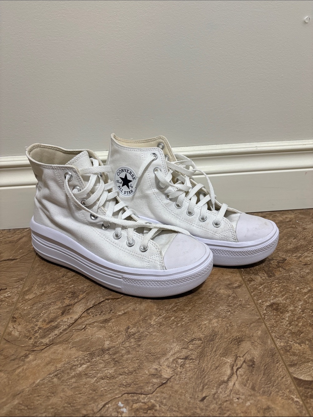 Converse White High Top Platform Sneakers